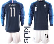 Wholesale Cheap France #11 Dembele Home Long Sleeves Kid Soccer Country Jersey