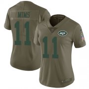 Wholesale Cheap Nike Jets #11 Denzel Mim Olive Women's Stitched NFL Limited 2017 Salute To Service Jersey