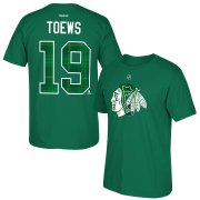 Wholesale Cheap Chicago Blackhawks #19 Jonathan Toews Reebok St. Paddy's Name & Number T-Shirt Green