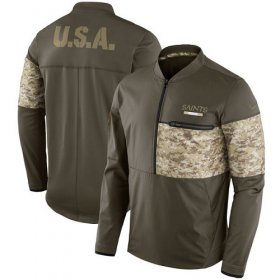 Wholesale Cheap Men\'s New Orleans Saints Nike Olive Salute to Service Sideline Hybrid Half-Zip Pullover Jacket