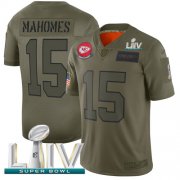 Wholesale Cheap Nike Chiefs #15 Patrick Mahomes Camo Super Bowl LIV 2020 Youth Stitched NFL Limited 2019 Salute To Service Jersey