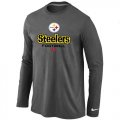 Wholesale Cheap Nike Pittsburgh Steelers Critical Victory Long Sleeve T-Shirt Dark Grey
