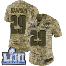 Wholesale Cheap Nike Patriots #29 Duke Dawson Camo Super Bowl LIII Bound Women\'s Stitched NFL Limited 2018 Salute to Service Jersey