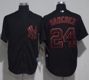 Wholesale Cheap Yankees #24 Gary Sanchez Black Strip Stitched MLB Jersey