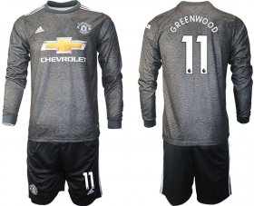 Wholesale Cheap Men 2020-2021 club Manchester united away long sleeve 11 black Soccer Jerseys