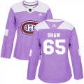 Wholesale Cheap Adidas Canadiens #65 Andrew Shaw Purple Authentic Fights Cancer Women's Stitched NHL Jersey