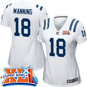 Wholesale Cheap Nike Colts #18 Peyton Manning White Super Bowl XLI Women\'s Stitched NFL Elite Jersey
