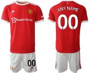 Wholesale Cheap Men 2021-2022 Club Manchester United home red customized Adidas Soccer Jersey