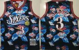 Wholesale Cheap 76ers 3 Allen Iverson Black 1997-98 Hardwood Classics Floral Fashion Swingman Jersey