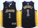 Wholesale Cheap Men's Los Angeles Lakers #1 D'Angelo Russell Revolution 30 Swingman 2015 Draft New Black With Purple Jersey