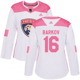 Wholesale Cheap Adidas Panthers #16 Aleksander Barkov White/Pink Authentic Fashion Women\'s Stitched NHL Jersey