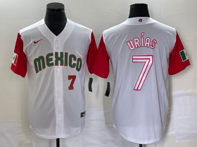Wholesale Cheap Men\'s Mexico Baseball #7 Julio Urias Number 2023 White Red World Classic Stitched Jersey42