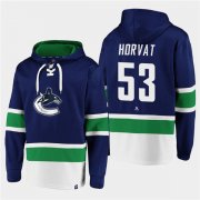 Wholesale Cheap Men's Vancouver Canucks #53 Bo Horvat Blue All Stitched Sweatshirt Hoodie