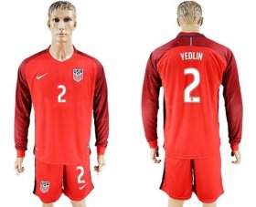 Wholesale Cheap USA #2 Yedlin Away Long Sleeves Soccer Country Jersey