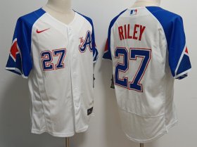 Cheap Men\'s Atlanta Braves #27 Austin Riley White 2023 City Connect Flex Base Stitched Baseball Jersey