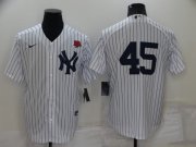 Wholesale Cheap Men's New York Yankees #45 Gerrit Cole White No Name Stitched Rose Nike Cool Base Throwback Jersey