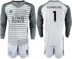 Wholesale Cheap Leicester City #1 Schmeichel Grey Goalkeeper Long Sleeves Soccer Club Jersey