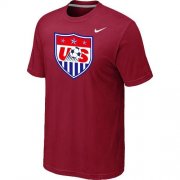 Wholesale Cheap Nike USA 2014 World Short Sleeves Soccer T-Shirt Red