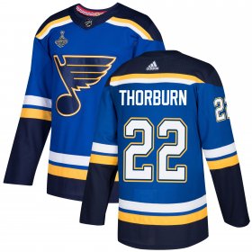 Wholesale Cheap Adidas Blues #22 Chris Thorburn Blue Home Authentic 2019 Stanley Cup Champions Stitched NHL Jersey