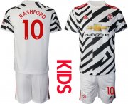 Wholesale Cheap Youth 2020-2021 club Manchester united away 10 white Soccer Jerseys