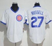 Wholesale Cheap Cubs #27 Addison Russell White Strip Home Cooperstown Stitched MLB Jersey