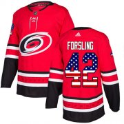 Wholesale Cheap Adidas Hurricanes #42 Gustav Forsling Red Home Authentic USA Flag Stitched NHL Jersey