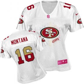 Wholesale Cheap Nike 49ers #16 Joe Montana White Women\'s Fem Fan NFL Game Jersey