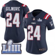 Wholesale Cheap Nike Patriots #24 Stephon Gilmore Navy Blue Super Bowl LIII Bound Women's Stitched NFL Limited Rush Jersey
