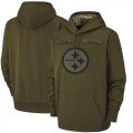 Wholesale Cheap Men's Pittsburgh Steelers Nike Olive Salute to Service Sideline Therma Performance Pullover Hoodie