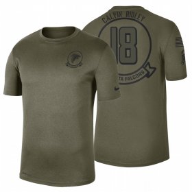 Wholesale Cheap Atlanta Falcons #18 Calvin Ridley Olive 2019 Salute To Service Sideline NFL T-Shirt