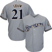 Wholesale Cheap Brewers #21 Travis Shaw Grey Cool Base Stitched Youth MLB Jersey