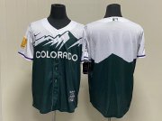 Wholesale Cheap Men's Colorado Rockies Blank Green 2022 City Connect Cool Base Stitched Jersey