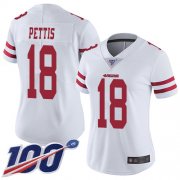 Wholesale Cheap Nike 49ers #18 Dante Pettis White Women's Stitched NFL 100th Season Vapor Limited Jersey