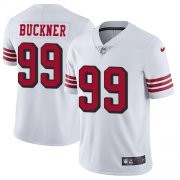 Wholesale Cheap Nike 49ers #99 DeForest Buckner White Rush Men's Stitched NFL Vapor Untouchable Limited Jersey