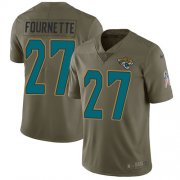Wholesale Cheap Nike Jaguars #27 Leonard Fournette Olive Youth Stitched NFL Limited 2017 Salute to Service Jersey