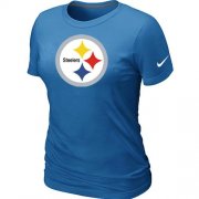 Wholesale Cheap Women's Nike Pittsburgh Steelers Logo NFL T-Shirt Light Blue