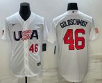 Cheap Men's USA Baseball #46 Paul Goldschmidt Number 2023 White World Baseball Classic Stitched Jerseys