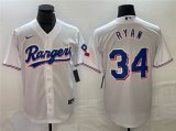 Men's Texas Rangers #34 Nolan Ryan White Cool Base Stitched Baseball Jersey