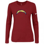 Wholesale Cheap Women's Nike Los Angeles Chargers Of The City Long Sleeve Tri-Blend NFL T-Shirt Red