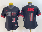 Wholesale Cheap Women's Cincinnati Reds #11 Barry Larkin Number Black 2023 City Connect Cool Base Stitched Jersey1