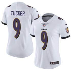 Wholesale Cheap Nike Ravens #9 Justin Tucker White Women\'s Stitched NFL Vapor Untouchable Limited Jersey