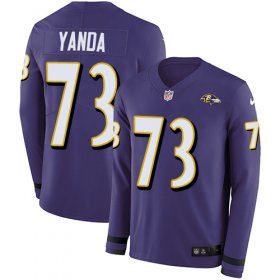 Wholesale Cheap Nike Ravens #73 Marshal Yanda Purple Team Color Men\'s Stitched NFL Limited Therma Long Sleeve Jersey