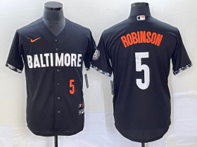 Wholesale Cheap Men\'s Baltimore Orioles #5 Brooks Robinson Number Black 2023 City Connect Cool Base Stitched Jersey