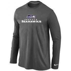 Wholesale Cheap Nike Seattle Seahawks Authentic Logo Long Sleeve T-Shirt Dark Grey