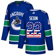 Wholesale Cheap Adidas Canucks #22 Daniel Sedin Blue Home Authentic USA Flag Stitched NHL Jersey
