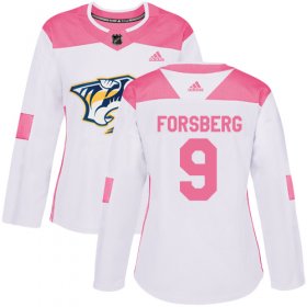 Wholesale Cheap Adidas Predators #9 Filip Forsberg White/Pink Authentic Fashion Women\'s Stitched NHL Jersey