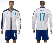 Wholesale Cheap Italy #17 Eder White Away Long Sleeves Soccer Country Jersey