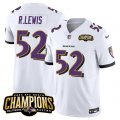 Cheap Men's Baltimore Ravens #52 Ray Lewis White 2023 F.U.S.E. AFC North Champions Vapor Limited Football Stitched Jersey