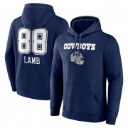 Cheap Men's Dallas Cowboys #88 CeeDee Lamb Navy Team Wordmark Player Name & Number Pullover Hoodie