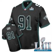 Wholesale Cheap Nike Eagles #91 Fletcher Cox Black Alternate Super Bowl LII Men's Stitched NFL Elite Drift Fashion Jersey